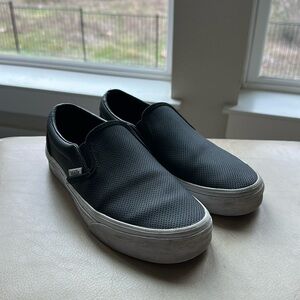 Vans Black Perforated Black Leather Slip-on Women’s size  7.5